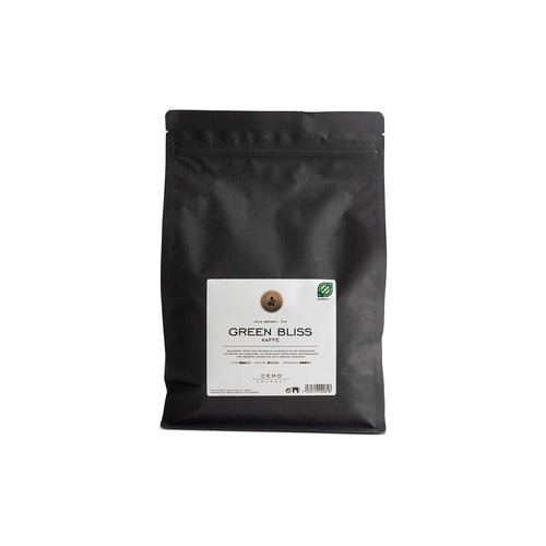 Green Bliss er en økologisk, mellombrent kaffeblend med en balansert og rund smak. En lettdrikkelig kaffe med myk ettersmak og klassiske, rene noter av nøtter og sjokolade.